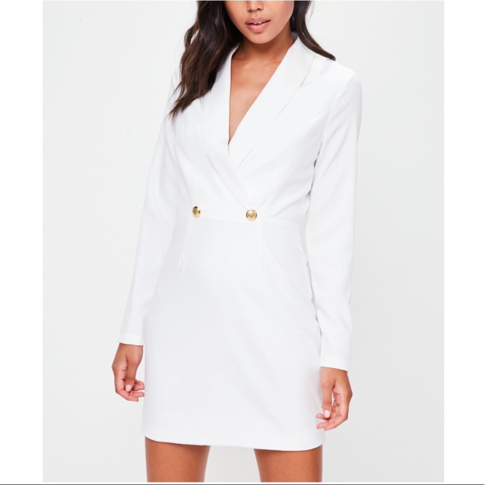 MissGuided White Blazer Dress